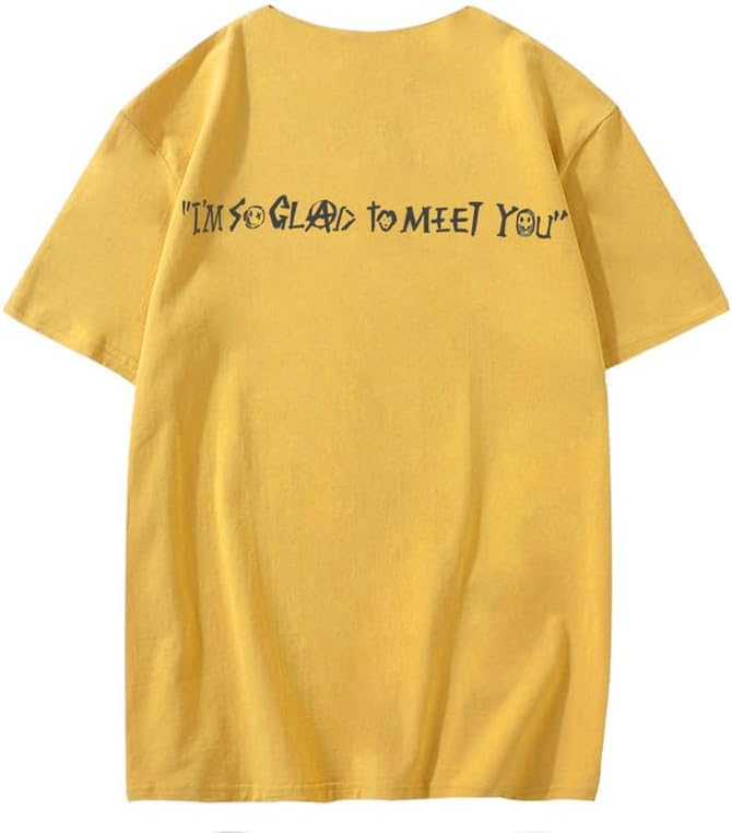 CORIRESHA Camiseta holgada de verano de manga corta con cuello redondo y estampado de letras en la espalda unisex