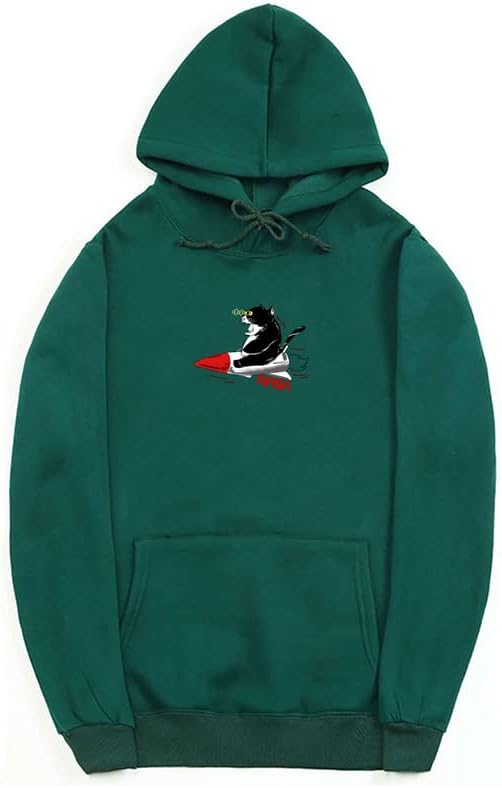 CORIRESHA Sudadera unisex con capucha para gato, manga larga, con cordón, cohete de la NASA