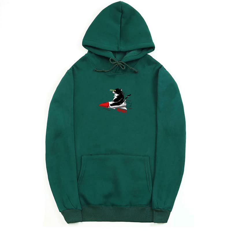 CORIRESHA Sudadera unisex con capucha para gato, manga larga, con cordón, cohete de la NASA