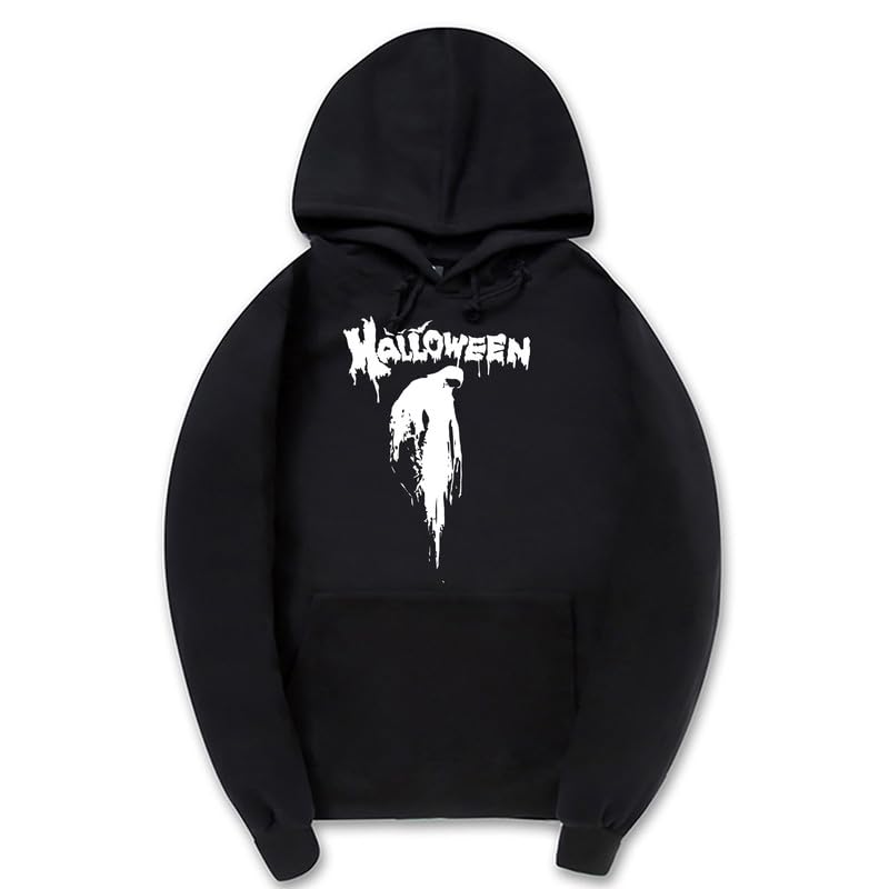 CORIRESHA Sudadera con capucha unisex con estampado de sangre informal de manga larga con cordón para Halloween