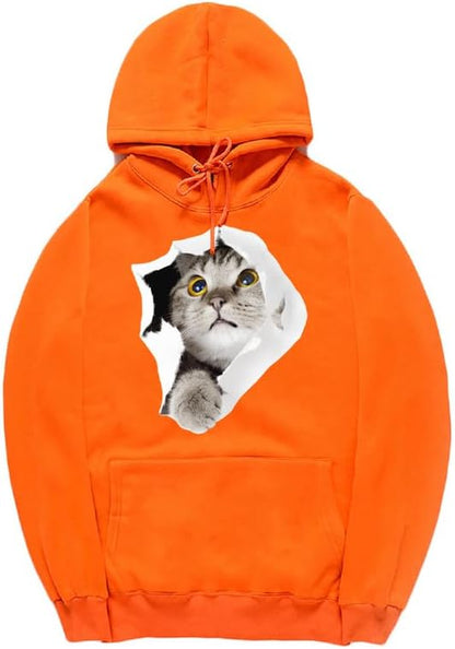 CORIRESHA Sudadera con capucha para amantes de los gatos, informal, de manga larga, con cordón, para adolescente, con bolsillo canguro