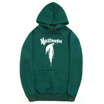CORIRESHA Sudadera con capucha unisex con estampado de sangre informal de manga larga con cordón para Halloween