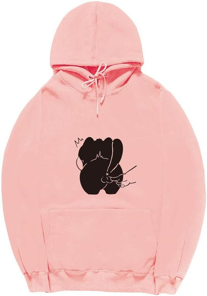 CORIRESHA Funny Cat Long Sleeve Drawstring Kangaroo Pocket Cotton Hoodie Sweatshirt