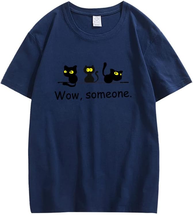 CORIRESHA Lindo Gato Negro Camisetas Amantes de los Animales Ropa Divertida Adolescentes