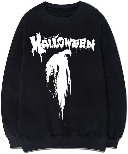 CORIRESHA Teen Halloween Bloody Crewneck Long Sleeve Gothic Scary Sweatshirt