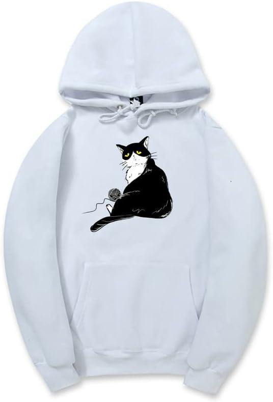 CORIRESHA Halloween Lindo Gato Sudadera con Capucha Manga Larga Cordón Bolsillo Canguro Sudadera Unisex