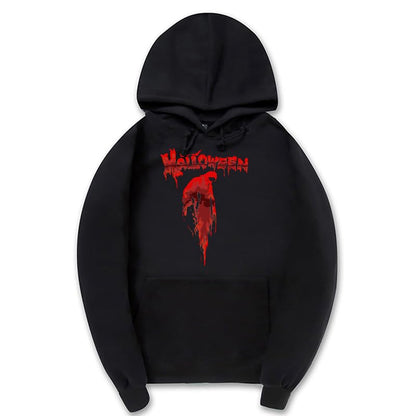 CORIRESHA Sudadera con capucha unisex con estampado de sangre informal de manga larga con cordón para Halloween