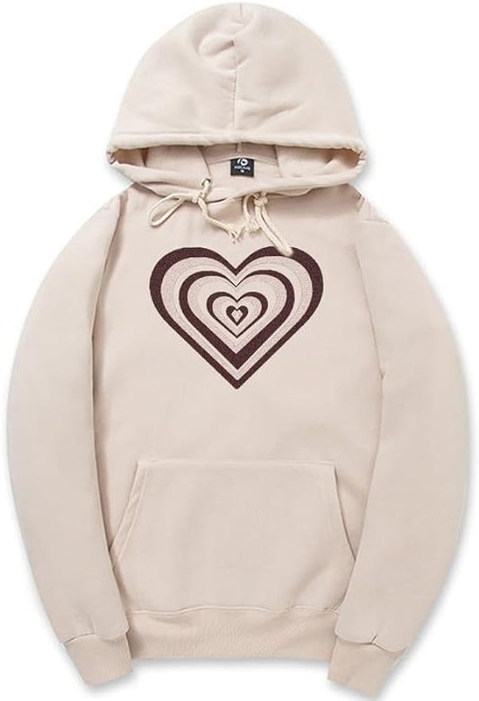 CORIRESHA Women's Cute Heart Hoodie Long Sleeve Drawstring Y2k Graphic Sweatshirt