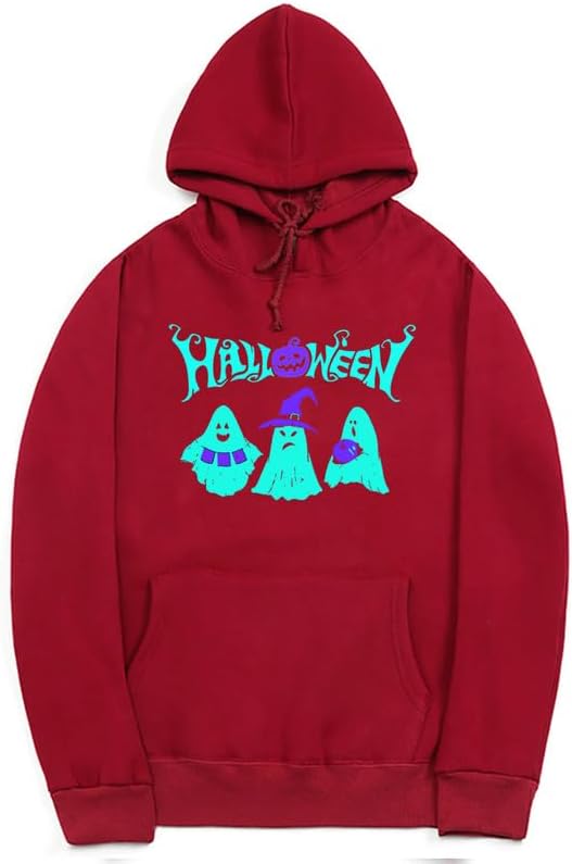 CORIRESHA Sudadera con capucha de fantasma de Halloween, sudadera gótica Harajuku de manga larga con bolsillo con cordón, unisex