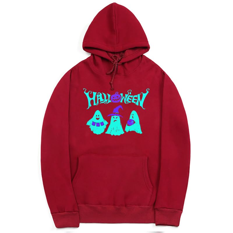 CORIRESHA Sudadera con capucha de fantasma de Halloween, sudadera gótica Harajuku de manga larga con bolsillo con cordón, unisex