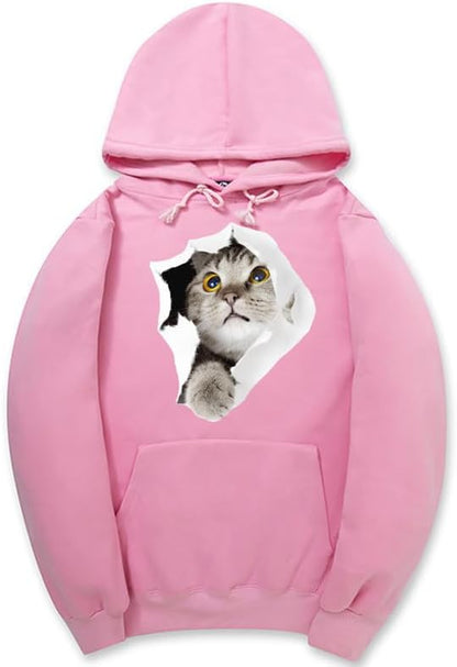 CORIRESHA Sudadera con capucha para amantes de los gatos, informal, de manga larga, con cordón, para adolescente, con bolsillo canguro