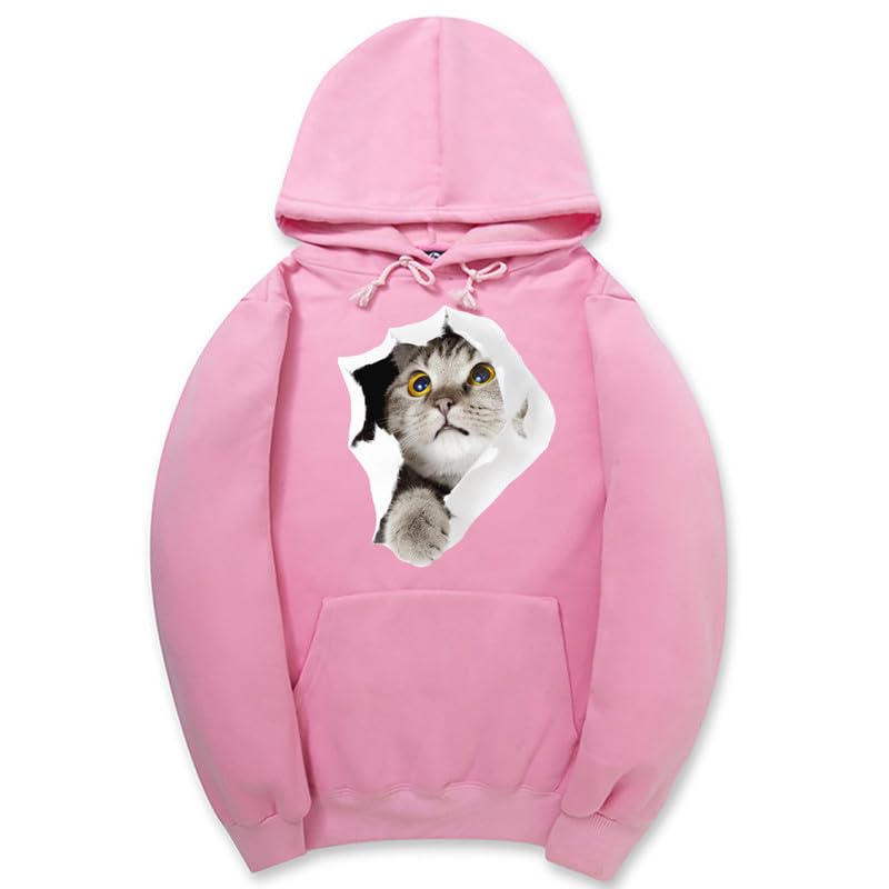 CORIRESHA Sudadera con capucha para amantes de los gatos, informal, de manga larga, con cordón, para adolescente, con bolsillo canguro