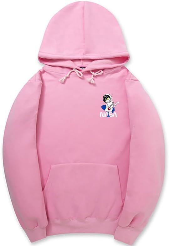 CORIRESHA Space Astronaut Cat Hoodie Drawstring Kangaroo Pocket Rocket NASA Sweatshirt