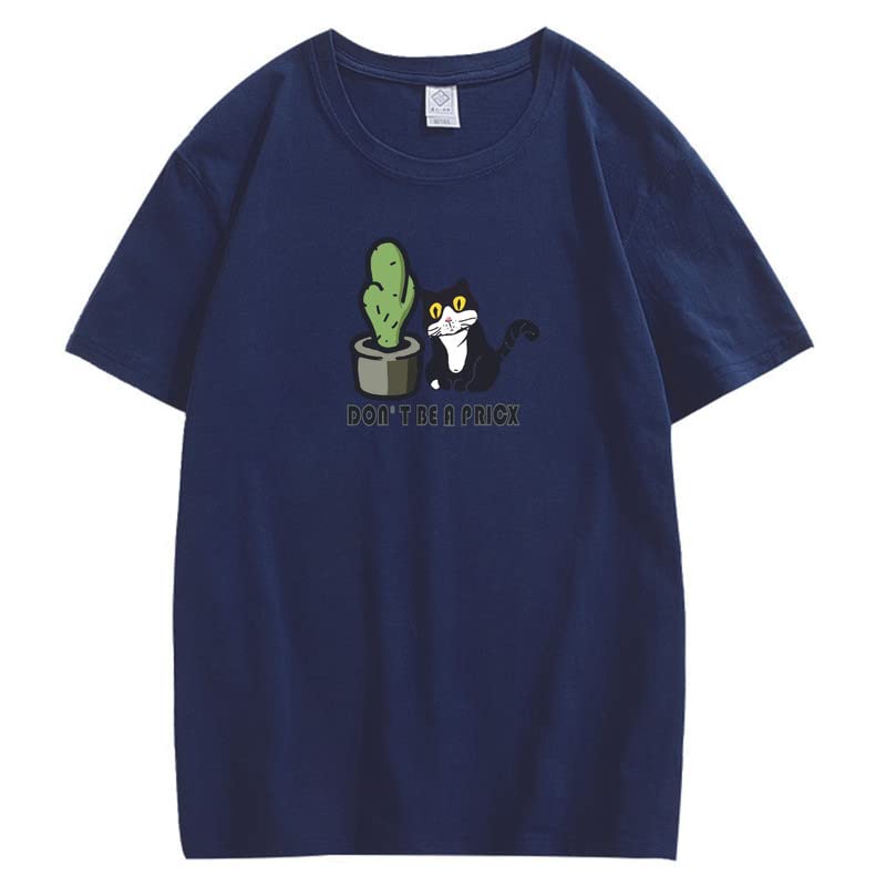 CORIRESHA Divertidos Gatos Blancos y Negros Camisetas de Cactus Ropa Casual de Verano para Adolescentes Kawaii