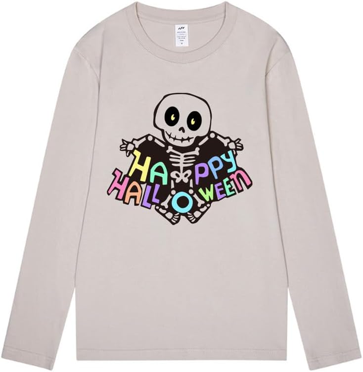 CORIRESHA Women's Skull T-Shirt Crewneck Long Sleeves Y2k Aesthetics Halloween Costumes