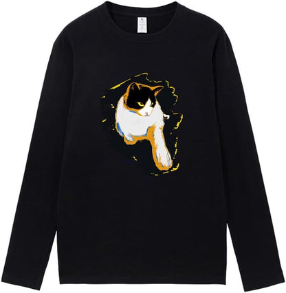 CORIRESHA Teen Cute Cat Crew Neck Long Sleeve Casual Soft Cotton T-Shirt