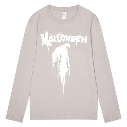 CORIRESHA Camiseta aterradora unisex gótica de manga larga con cuello redondo y sangre de Halloween