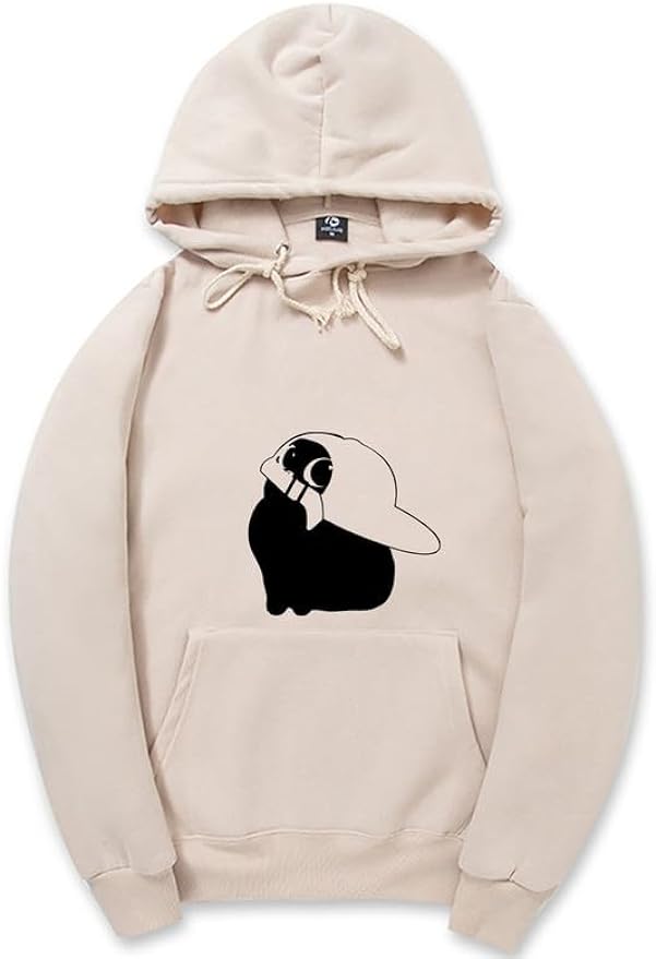 CORIRESHA Funny Wear Hat Cat Hoodie Drawstring Kangaroo Pocket Cotton Sweatshirt