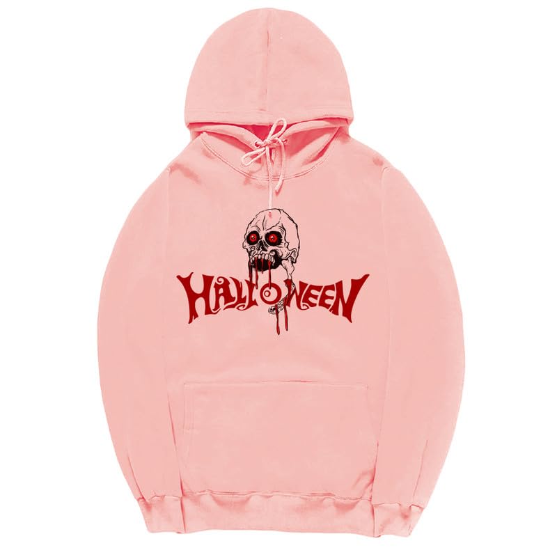 CORIRESHA Halloween Skull Sudadera con capucha de manga larga con cordón de algodón Unisex sudadera manchada de sangre