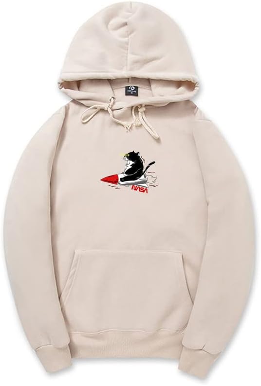 CORIRESHA Sudadera unisex con capucha para gato, manga larga, con cordón, cohete de la NASA