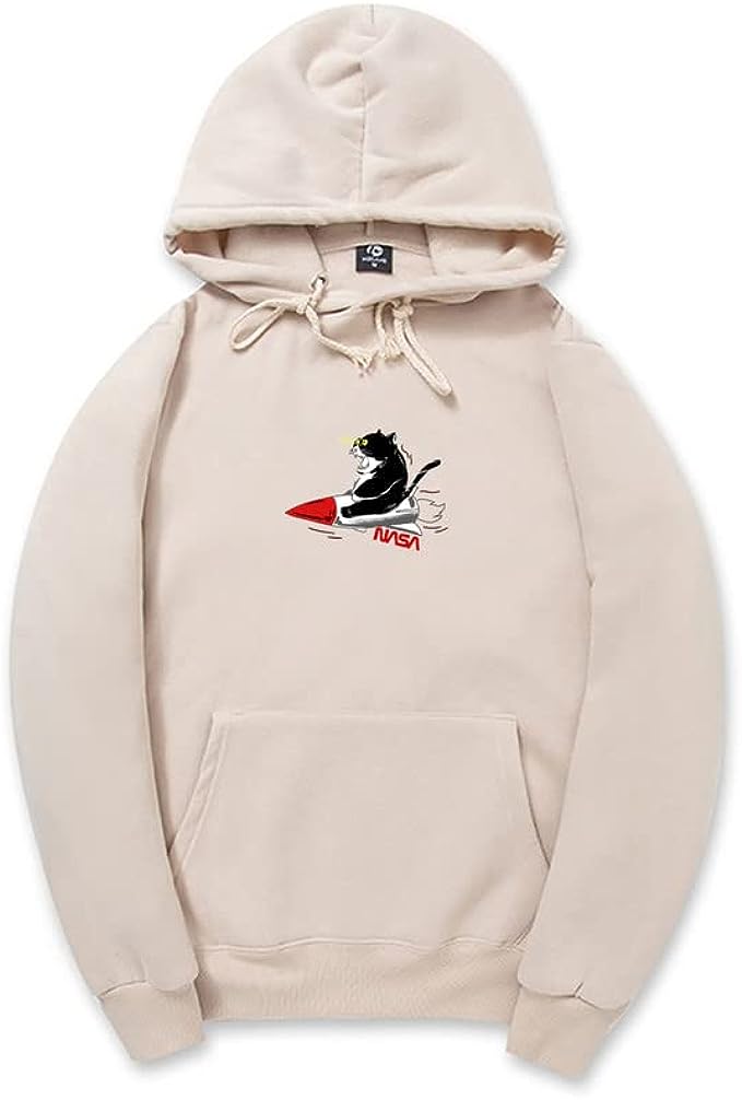 CORIRESHA Sudadera unisex con capucha para gato, manga larga, con cordón, cohete de la NASA