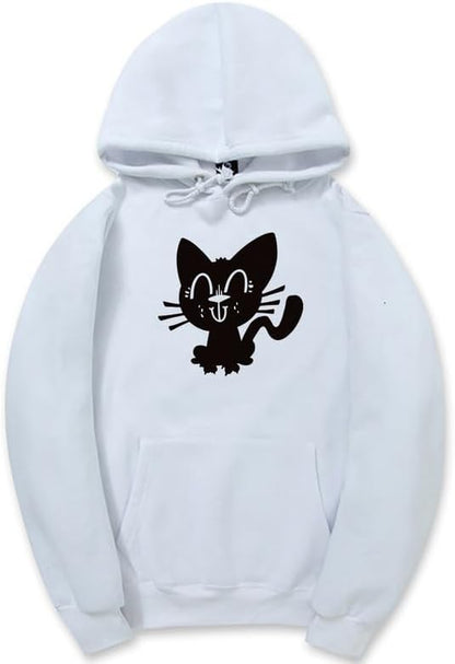 CORIRESHA Funny Black Cat Hoodie Long Sleeve Drawstring Kangaroo Pocket Cotton Sweatshirt