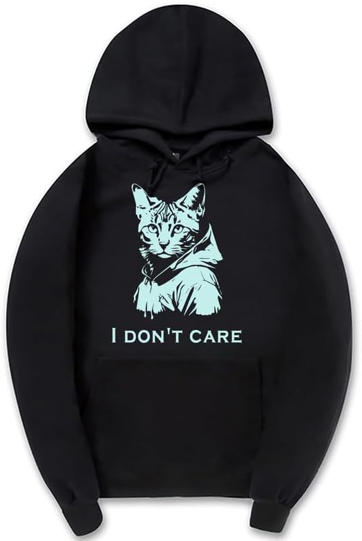 CORIRESHA Sudadera con Capucha de Gato Lindo para Mujer Sudadera Informal de Manga Larga con cordón y Letras para Hombre
