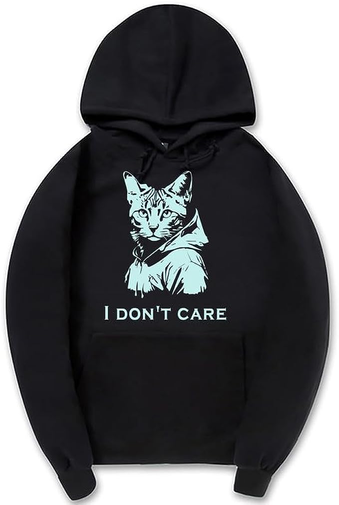 CORIRESHA Sudadera con Capucha de Gato Lindo para Mujer Sudadera Informal de Manga Larga con cordón y Letras para Hombre