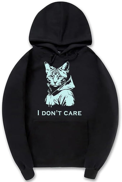 CORIRESHA Sudadera con Capucha de Gato Lindo para Mujer Sudadera Informal de Manga Larga con cordón y Letras para Hombre