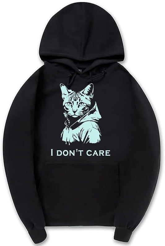 CORIRESHA Sudadera con Capucha de Gato Lindo para Mujer Sudadera Informal de Manga Larga con cordón y Letras para Hombre