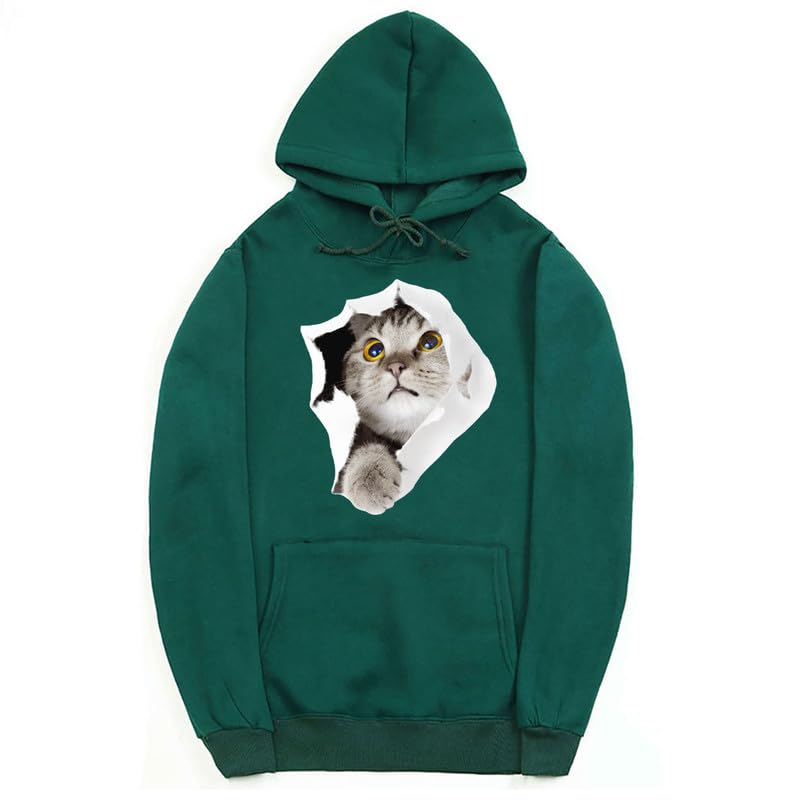 CORIRESHA Sudadera con capucha para amantes de los gatos, informal, de manga larga, con cordón, para adolescente, con bolsillo canguro