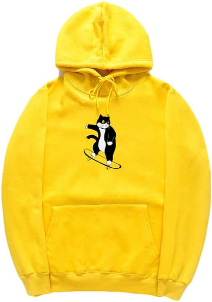 CORIRESHA Teen Cat Lover Hoodie Long Sleeve Drawstring Kangaroo Pocket Cute Skateboard Sweatshirt