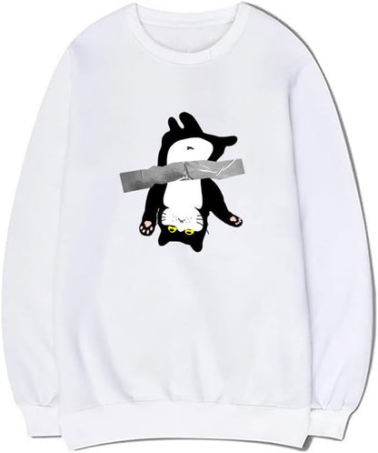 CORIRESHA Cat Lover Pullover Crew Neck Long Sleeve Cotton Cute Sweatshirt