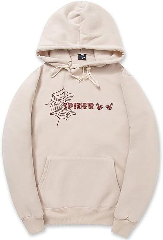 CORIRESHA Sudadera unisex Y2K con diseño de telaraña, informal, de manga larga, con cordón, básica, para Halloween