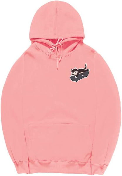 CORIRESHA Adolescentes Linda Sudadera con Capucha Monopatín Gato Casual Manga Larga Básica Sólida Sudadera