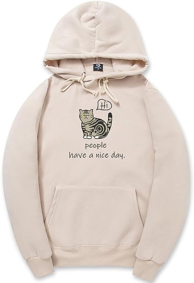 CORIRESHA Sudadera con capucha de gato lindo para adolescente, sudadera informal de manga larga con cordón y letras de algodón