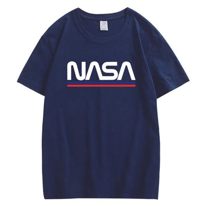 CORIRESHA Teen NASA Letter Print Casual Crew Neck Short Sleeve Basic Cotton T-Shirt