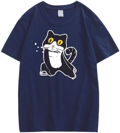 CORIRESHA Camiseta de gato lindo casual cuello redondo manga corta verano básico algodón tops