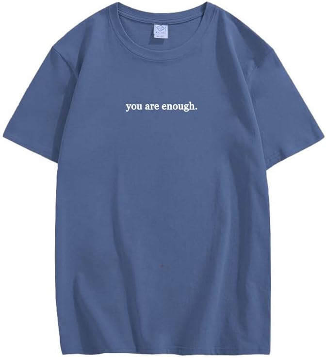 CORIRESHA You are Enough Camisetas Casual Cuello Redondo Manga Corta Adolescente Letras Tops