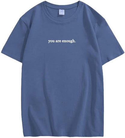 CORIRESHA You are Enough Camisetas Casual Cuello Redondo Manga Corta Adolescente Letras Tops