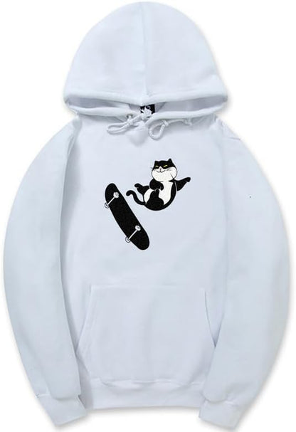 CORIRESHA Teen Cat Lovers Hoodie Long Sleeve Drawstring Cute Skateboard Sweatshirt