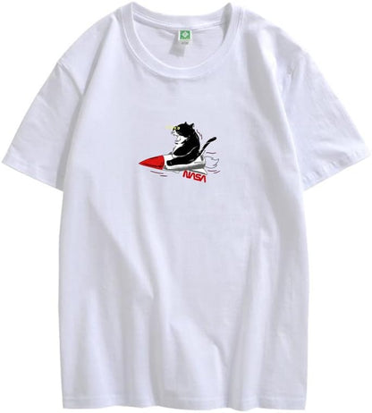 CORIRESHA Camiseta de manga corta con diseño de gato para adolescente