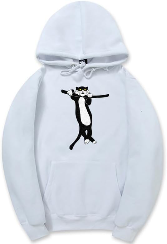 CORIRESHA Unisex Cat Lovers Hoodie Long Sleeve Drawstring Pocket Cotton Cute Sweatshirt