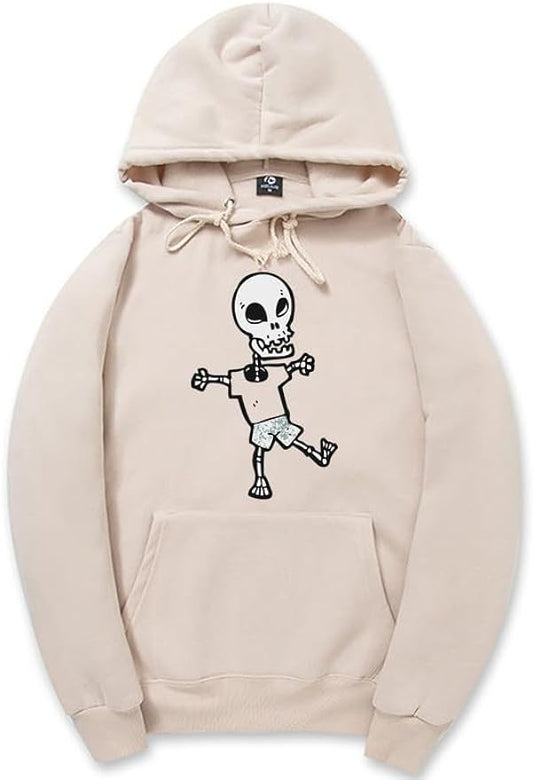 CORIRESHA Halloween Skull Hoodie Long Sleeve Drawstring Kangaroo Pocket Funny Sweatshirt