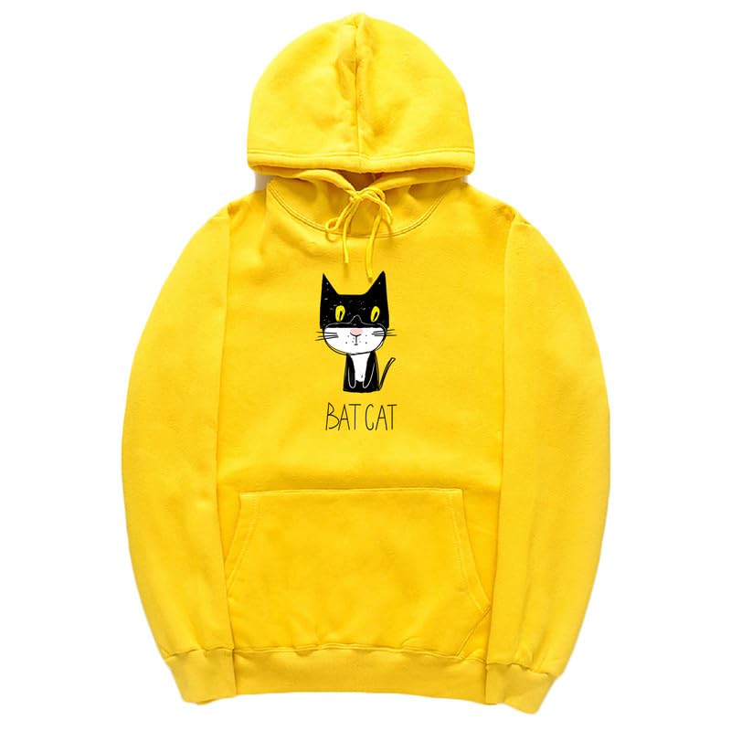 CORIRESHA Teen Funny Bat Cat Hoodie Long Sleeve Drawstring Kangaroo Pocket Cotton Sweatshirt