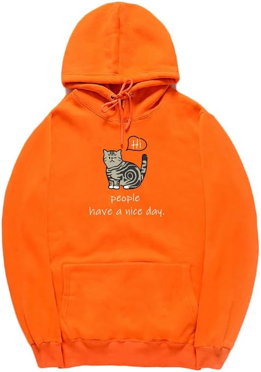 CORIRESHA Sudadera con capucha de gato lindo para adolescente, sudadera informal de manga larga con cordón y letras de algodón