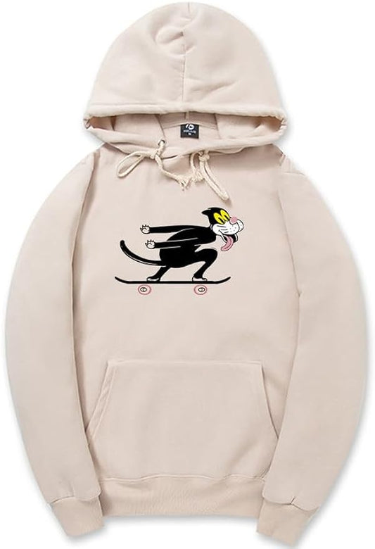 CORIRESHA Teen Skateboard Cat Hoodie Long Sleeve Drawstring Kangaroo Pocket Cute Sweatshirt