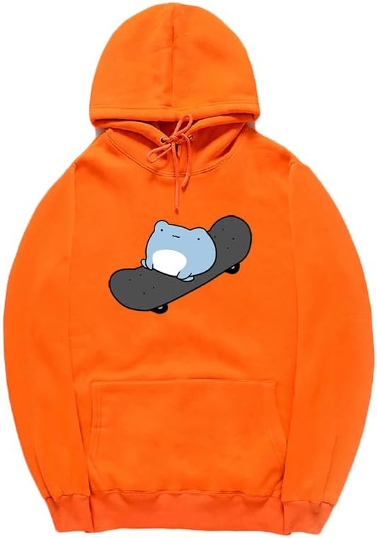 CORIRESHA Sudadera con capucha de rana linda adolescente de manga larga con cordón de algodón para monopatín