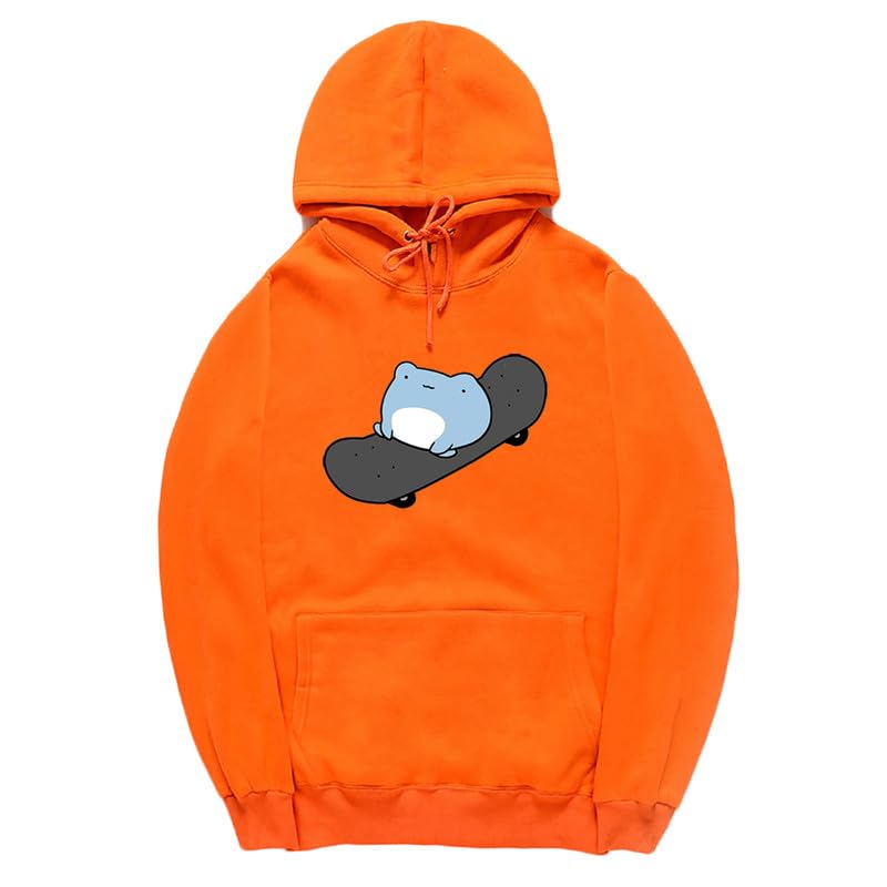 CORIRESHA Sudadera con capucha de rana linda adolescente de manga larga con cordón de algodón para monopatín