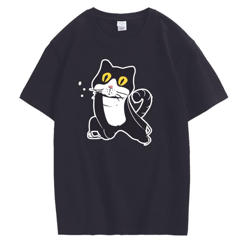 CORIRESHA Camiseta de gato lindo casual cuello redondo manga corta verano básico algodón tops